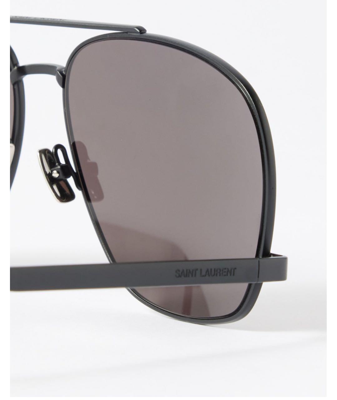 SAINT LAURENT Черные металлические солнцезащитные очки, фото 3