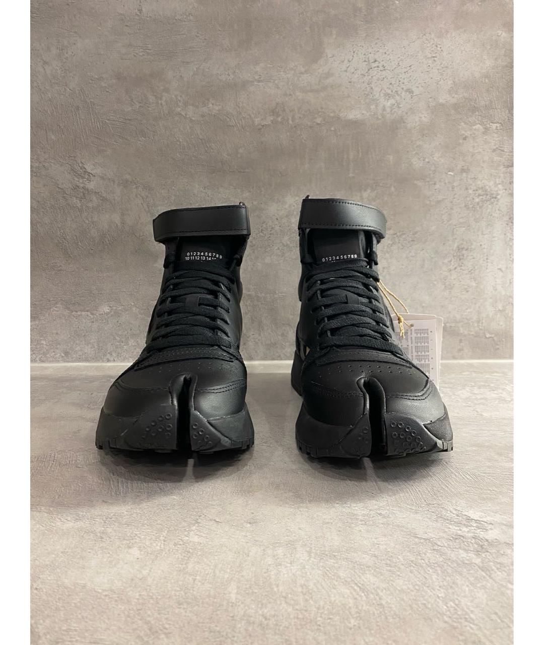 MAISON MARGIELA Черные кожаные кроссовки, фото 6