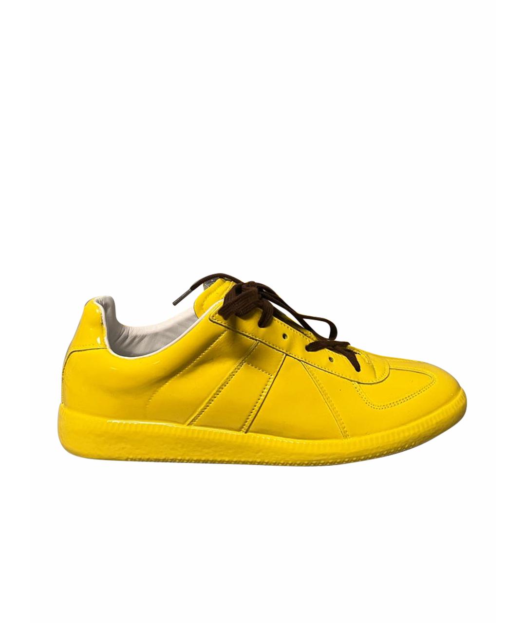 MAISON MARGIELA Желтые кожаные низкие кроссовки / кеды, фото 1