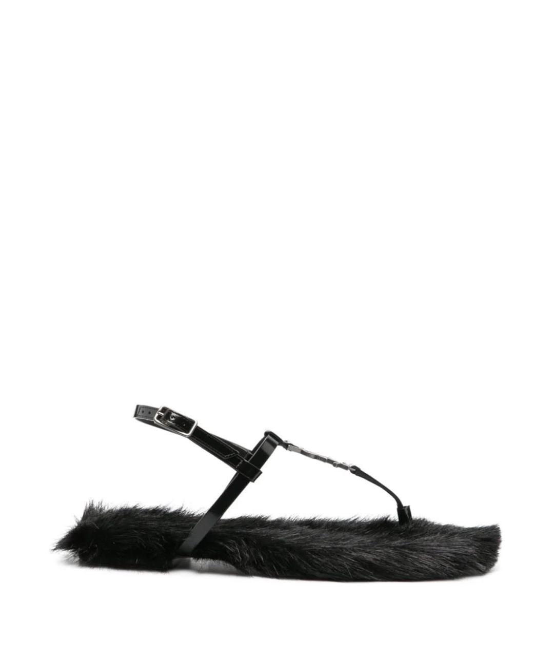 SAINT LAURENT Черные сандалии из лакированной кожи, фото 1