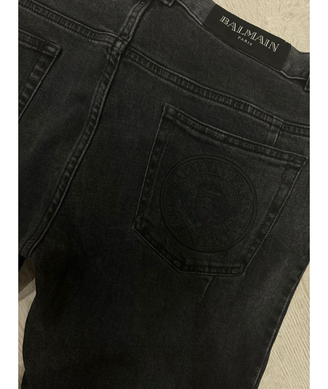 BALMAIN Черные хлопко-эластановые джинсы скинни, фото 4