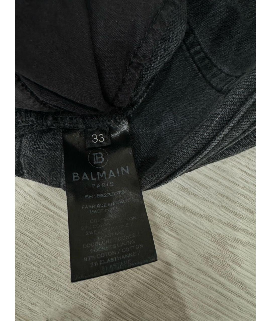 BALMAIN Черные хлопко-эластановые джинсы скинни, фото 5