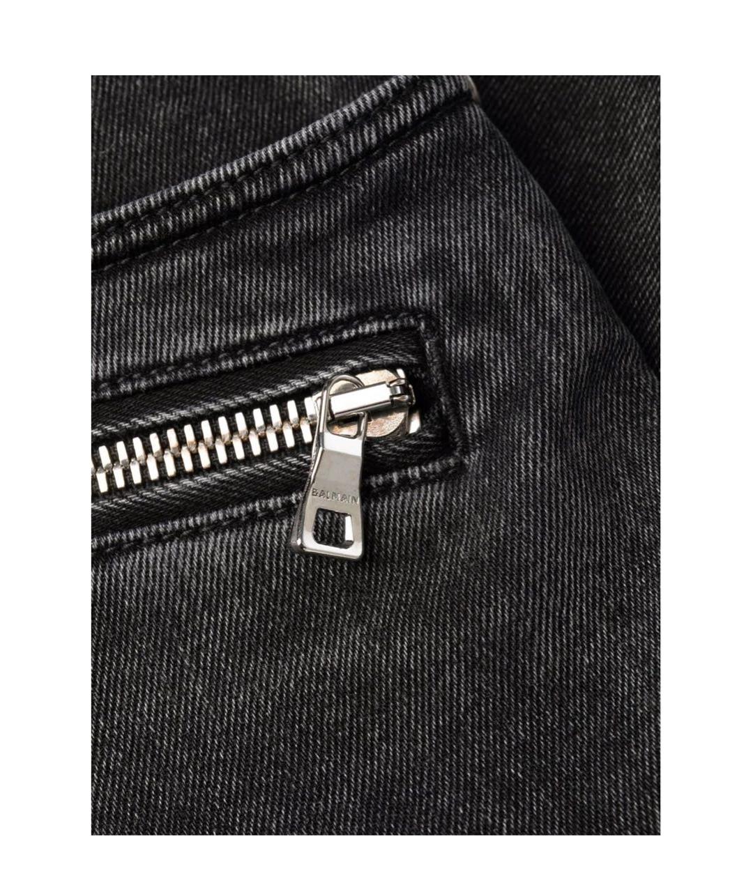 BALMAIN Черные хлопко-эластановые джинсы скинни, фото 7