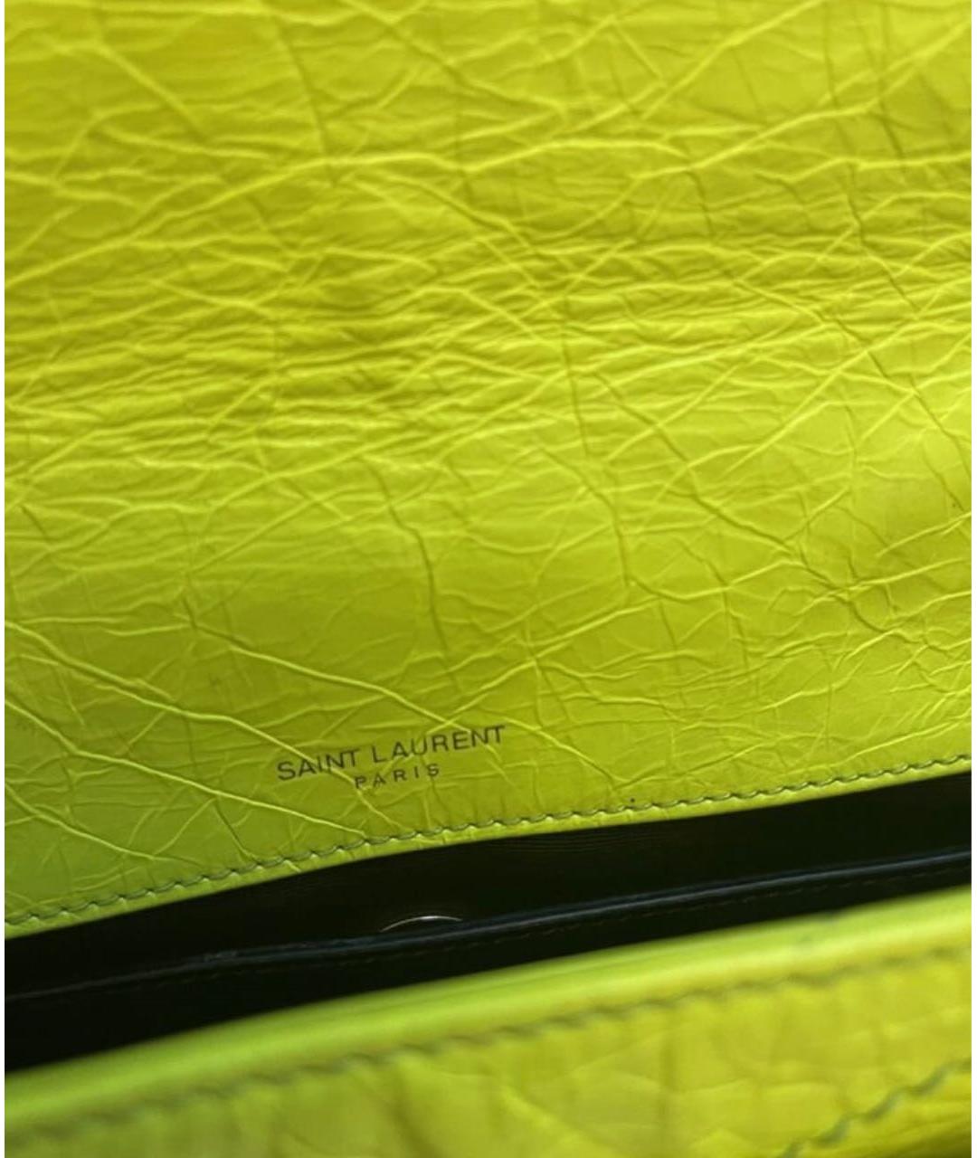 SAINT LAURENT Желтая кожаная сумка через плечо, фото 2