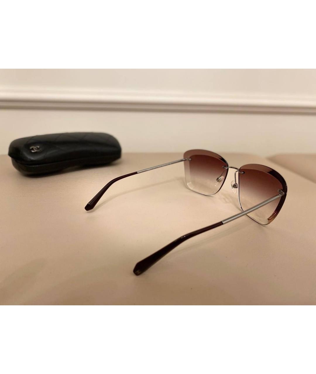 CHANEL PRE-OWNED Бордовые солнцезащитные очки, фото 3
