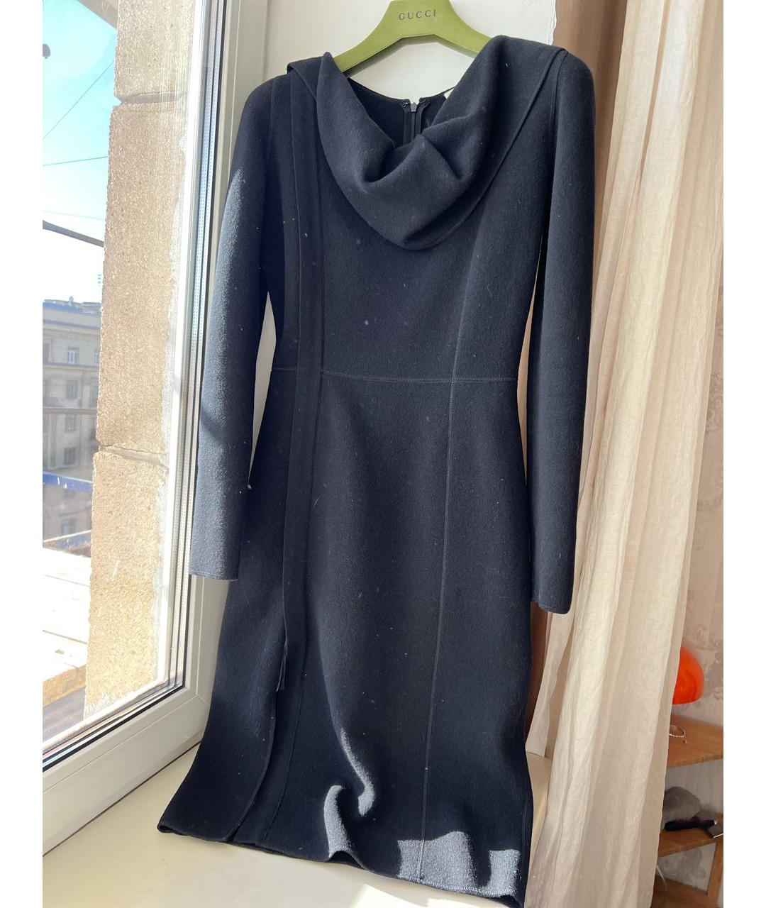 OSCAR DE LA RENTA Черное шерстяное вечернее платье, фото 2
