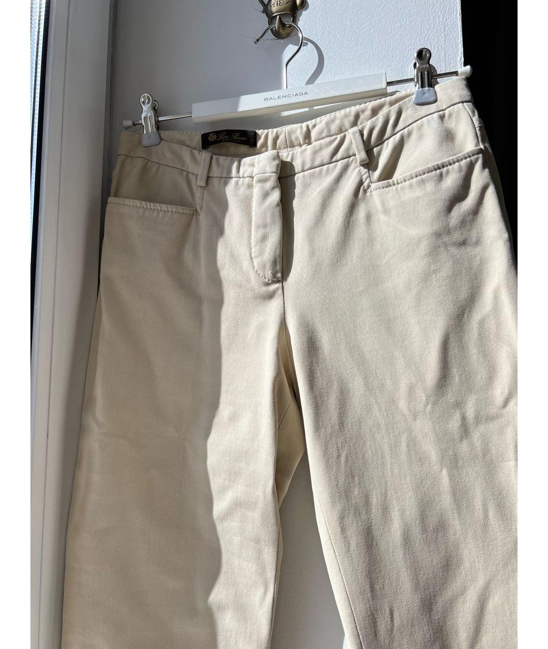 LORO PIANA Бежевые хлопковые брюки узкие, фото 3