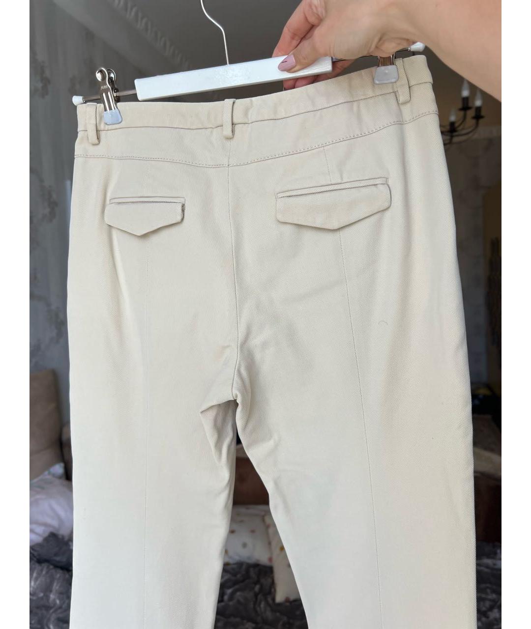 LORO PIANA Бежевые хлопковые брюки узкие, фото 2