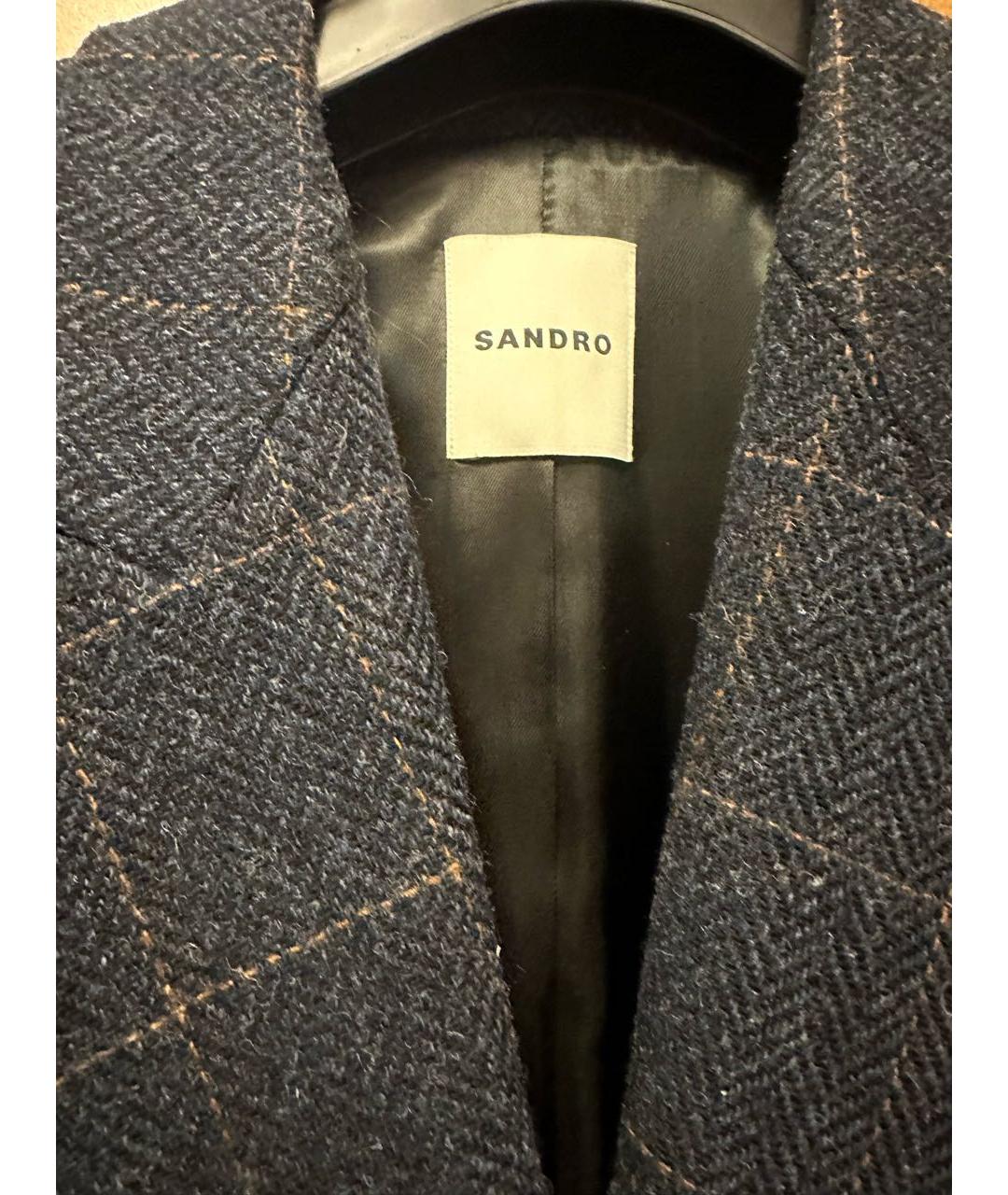 SANDRO Синий шерстяной жакет/пиджак, фото 3