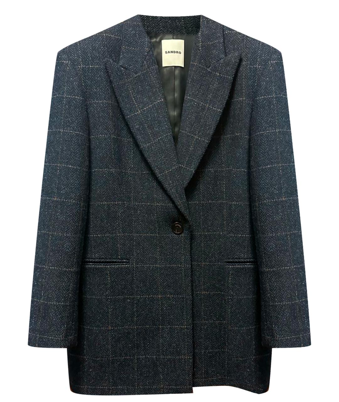 SANDRO Синий шерстяной жакет/пиджак, фото 1