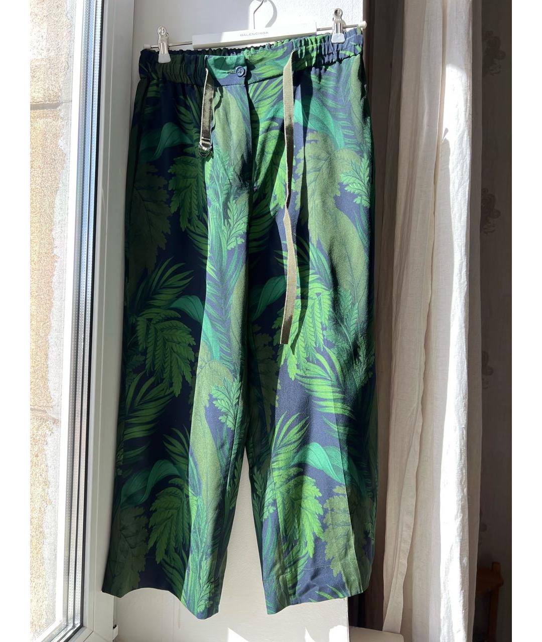 MONCLER Зеленый шелковый костюм с брюками, фото 3