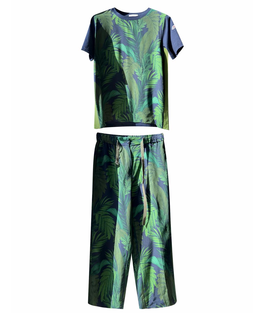 MONCLER Зеленый шелковый костюм с брюками, фото 1