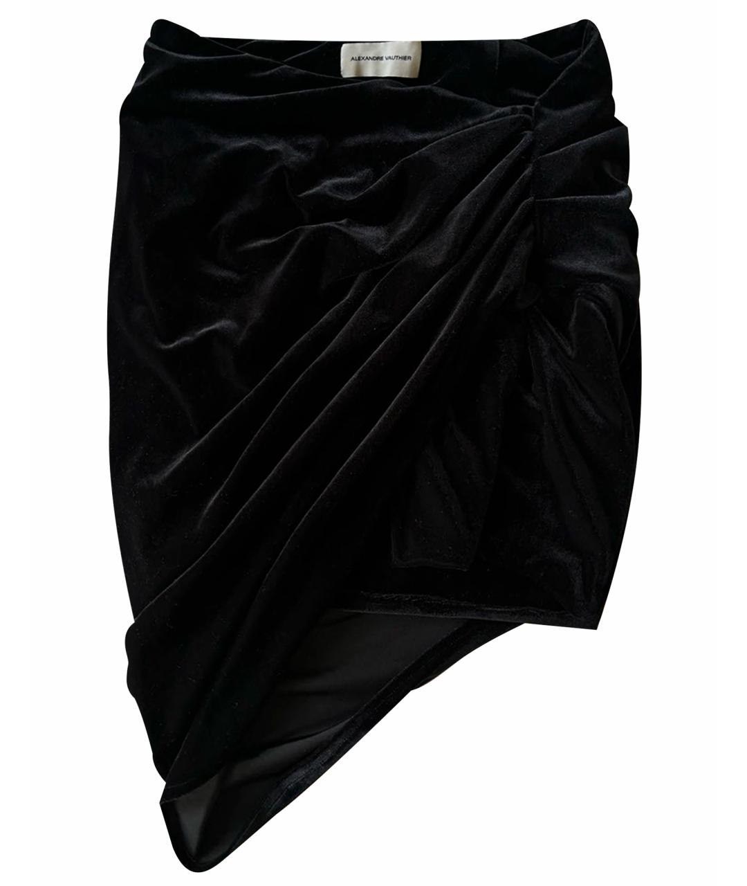 ALEXANDRE VAUTHIER Черная велюровая юбка мини, фото 1