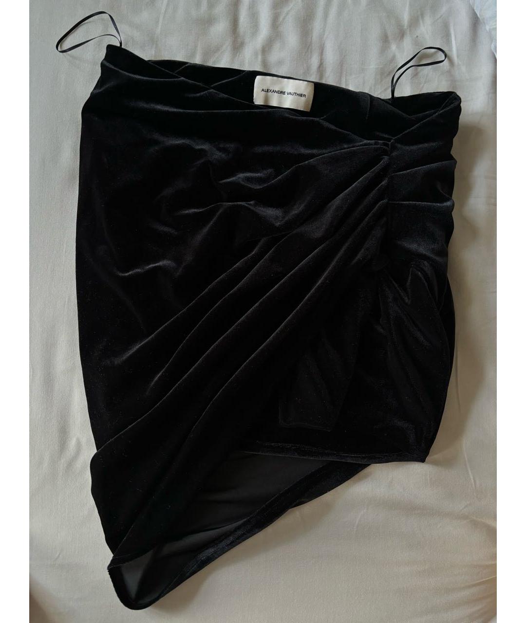 ALEXANDRE VAUTHIER Черная велюровая юбка мини, фото 6