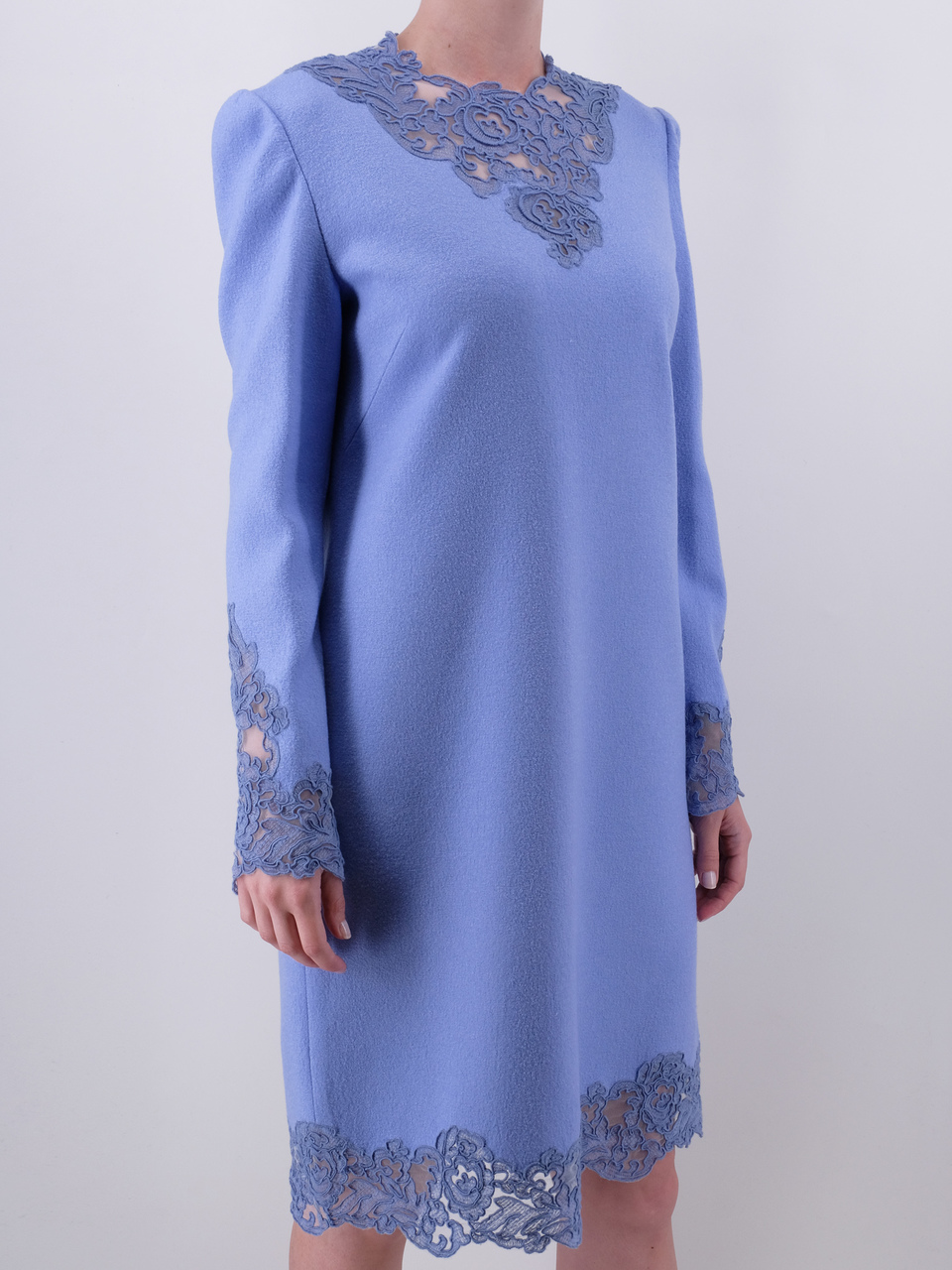 ERMANNO SCERVINO Синее шерстяное повседневное платье, фото 2