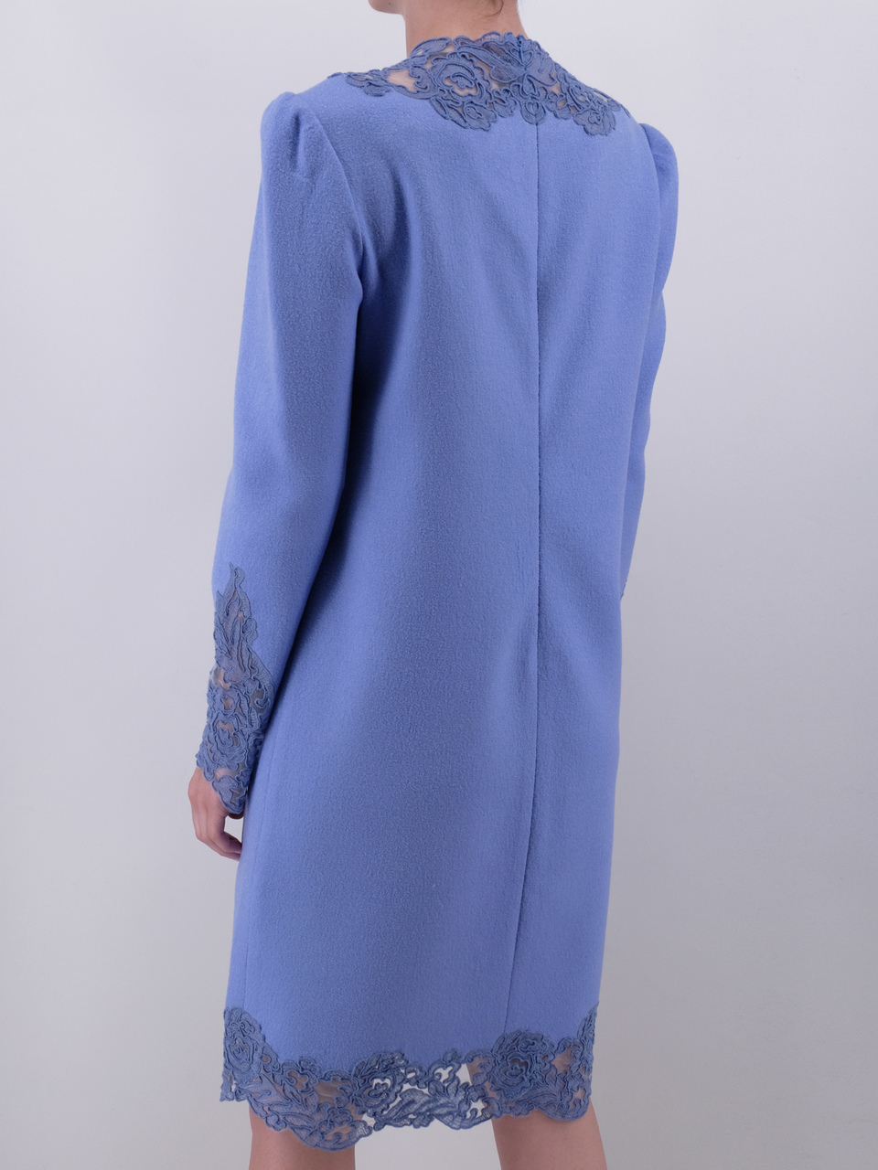 ERMANNO SCERVINO Синее шерстяное повседневное платье, фото 3