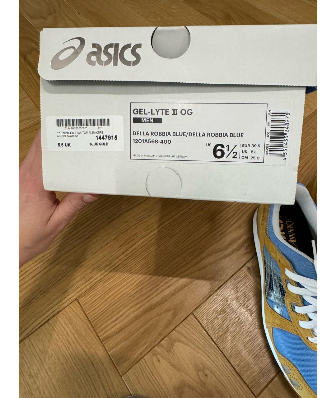 ASICS Голубые замшевые низкие кроссовки / кеды, фото 6