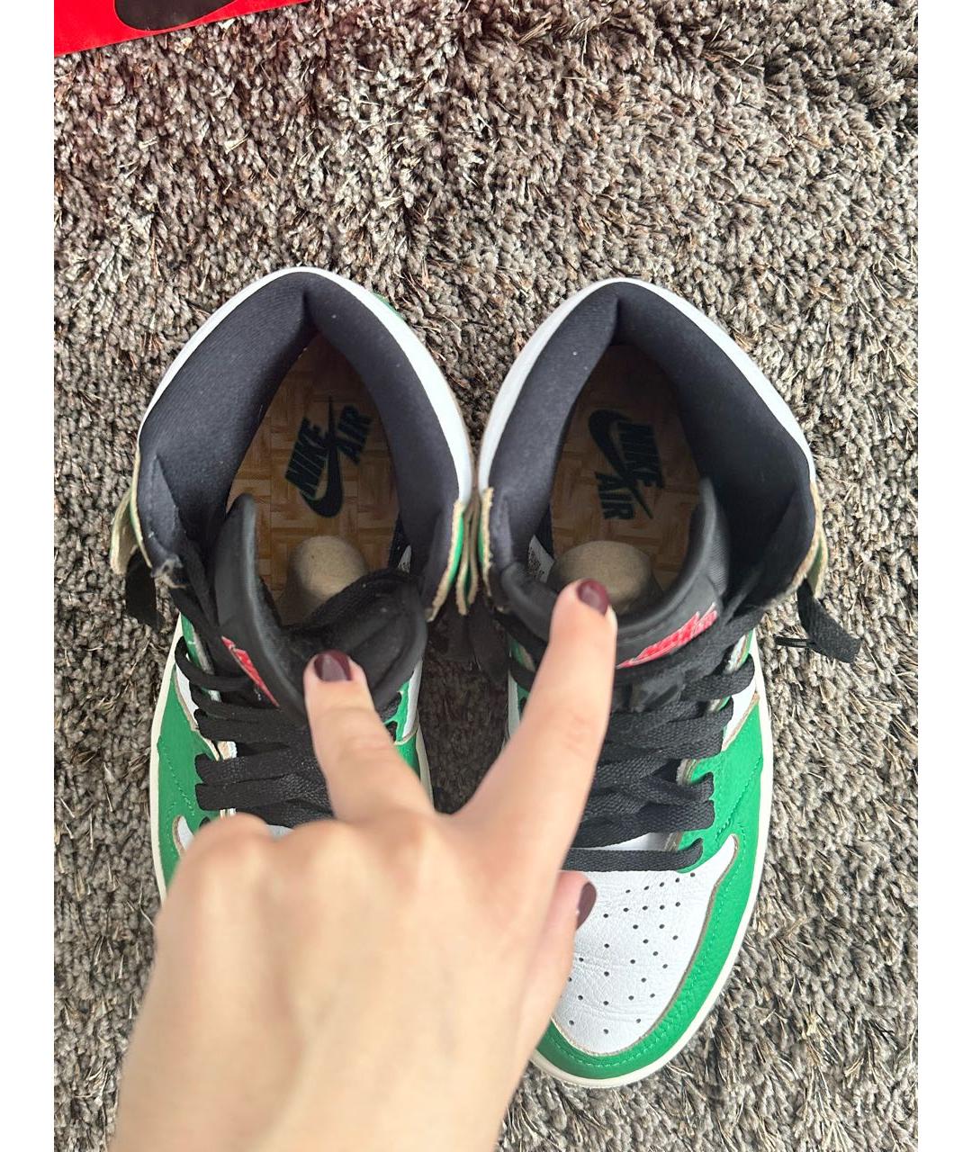 JORDAN Зеленые кроссовки из искусственной кожи, фото 7