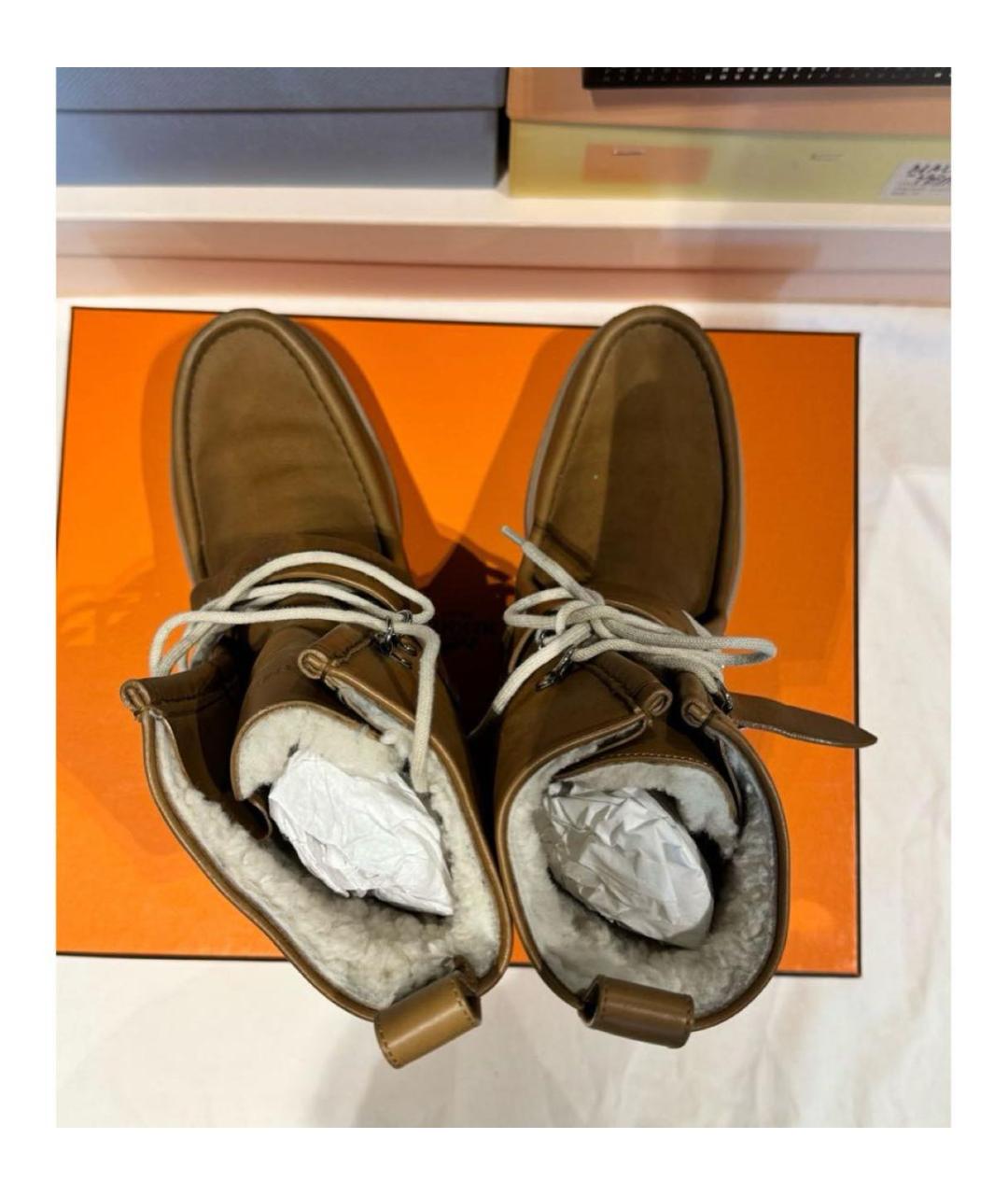 HERMES PRE-OWNED Горчичные кожаные ботинки, фото 3