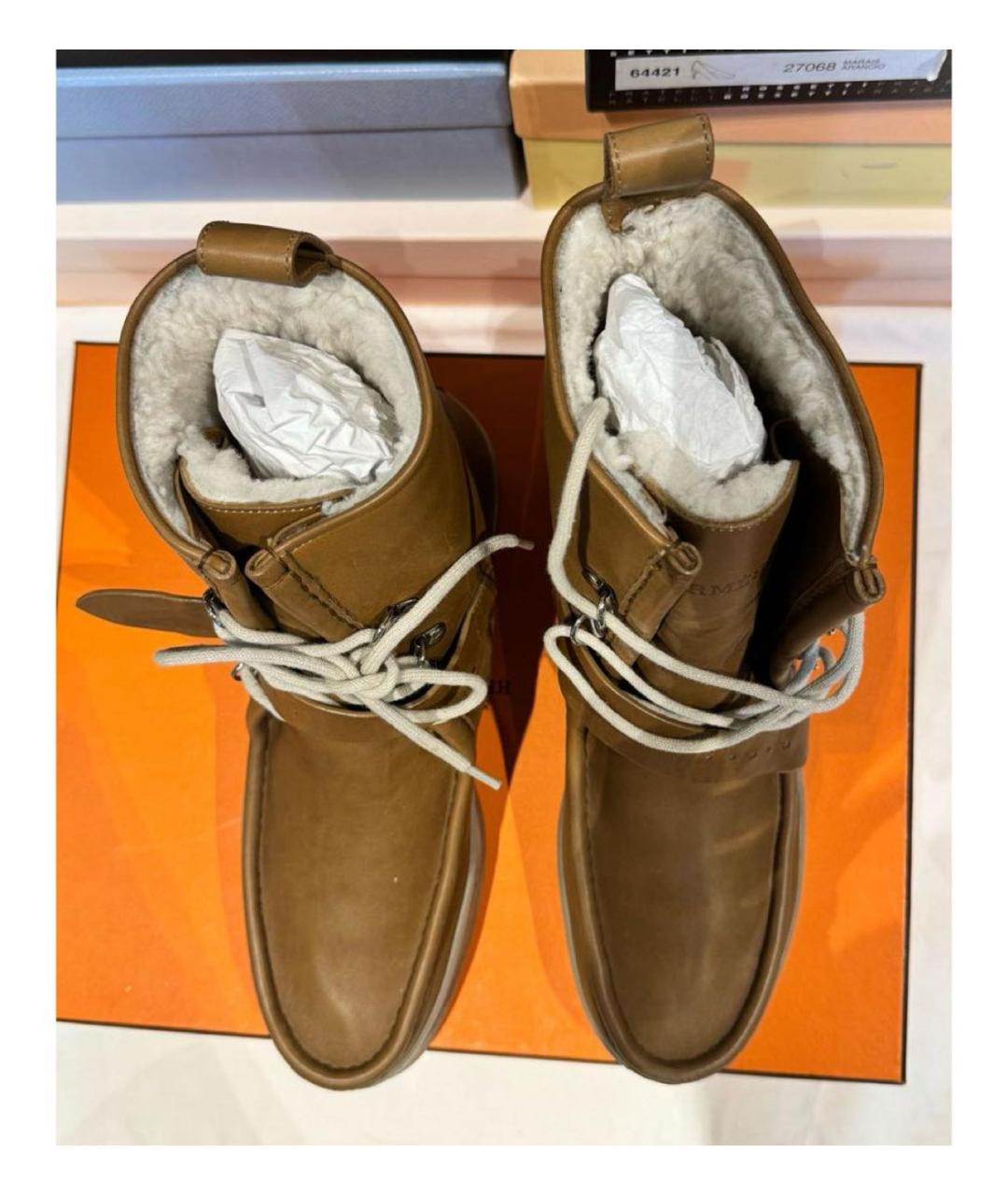 HERMES PRE-OWNED Горчичные кожаные ботинки, фото 2