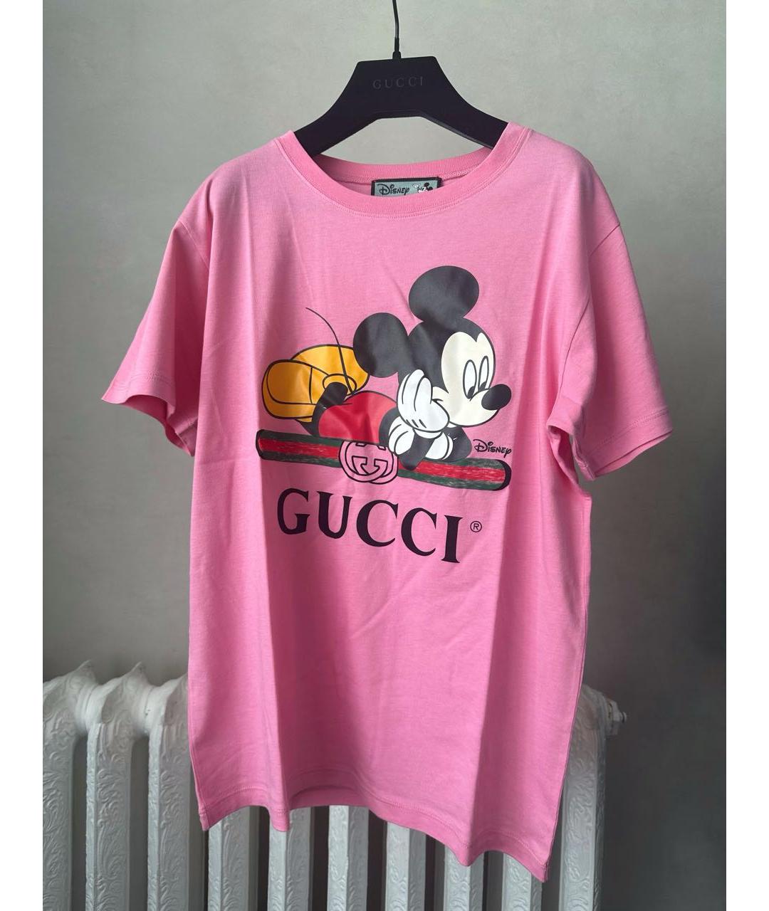 GUCCI Розовая хлопковая футболка, фото 5