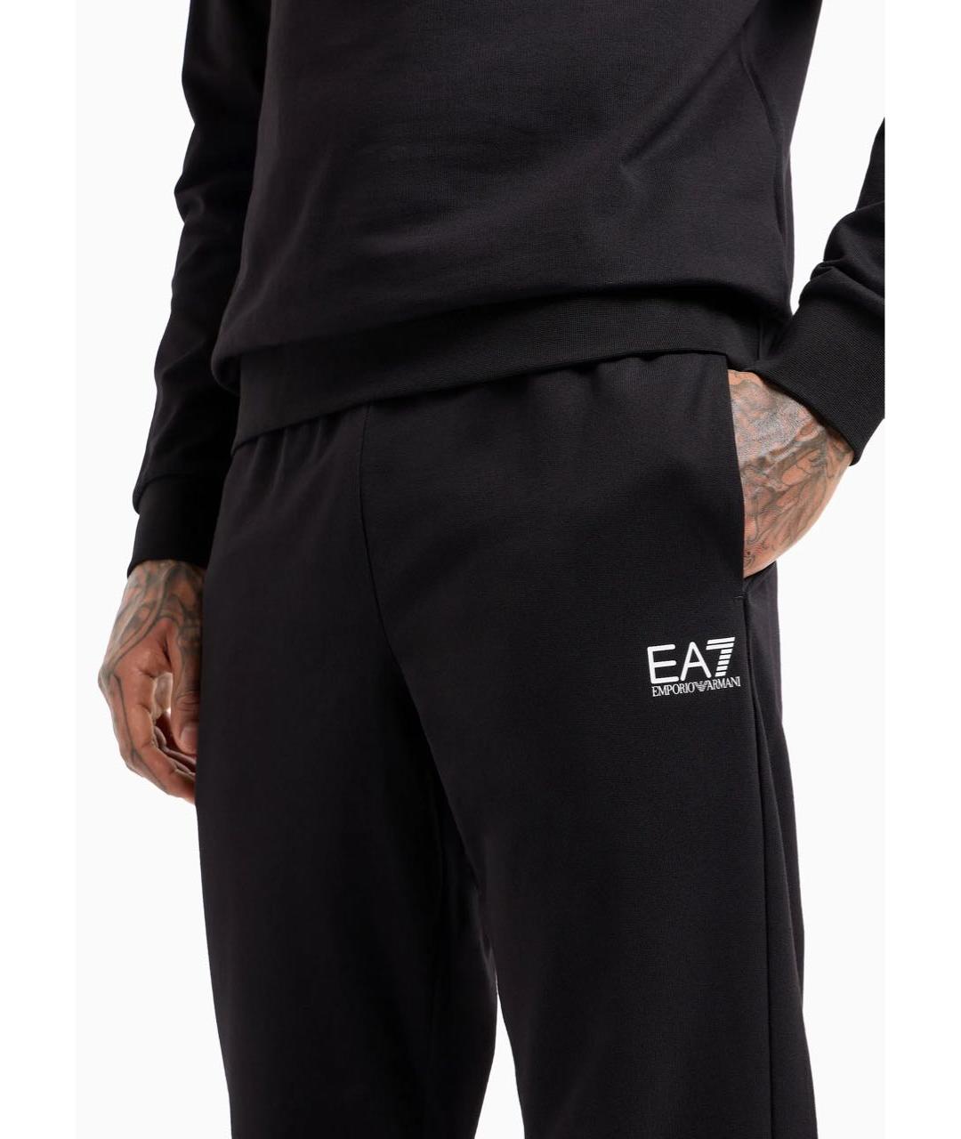 EA7 Черный хлопковый спортивный костюм, фото 5
