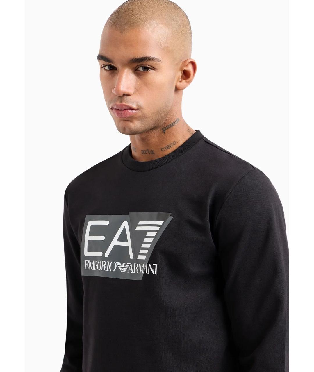EA7 Черный хлопковый спортивный костюм, фото 4