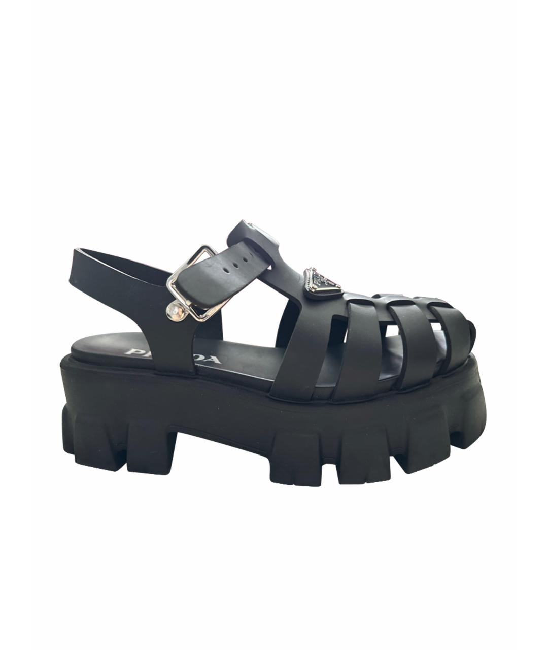 PRADA Черные резиновые сандалии, фото 1