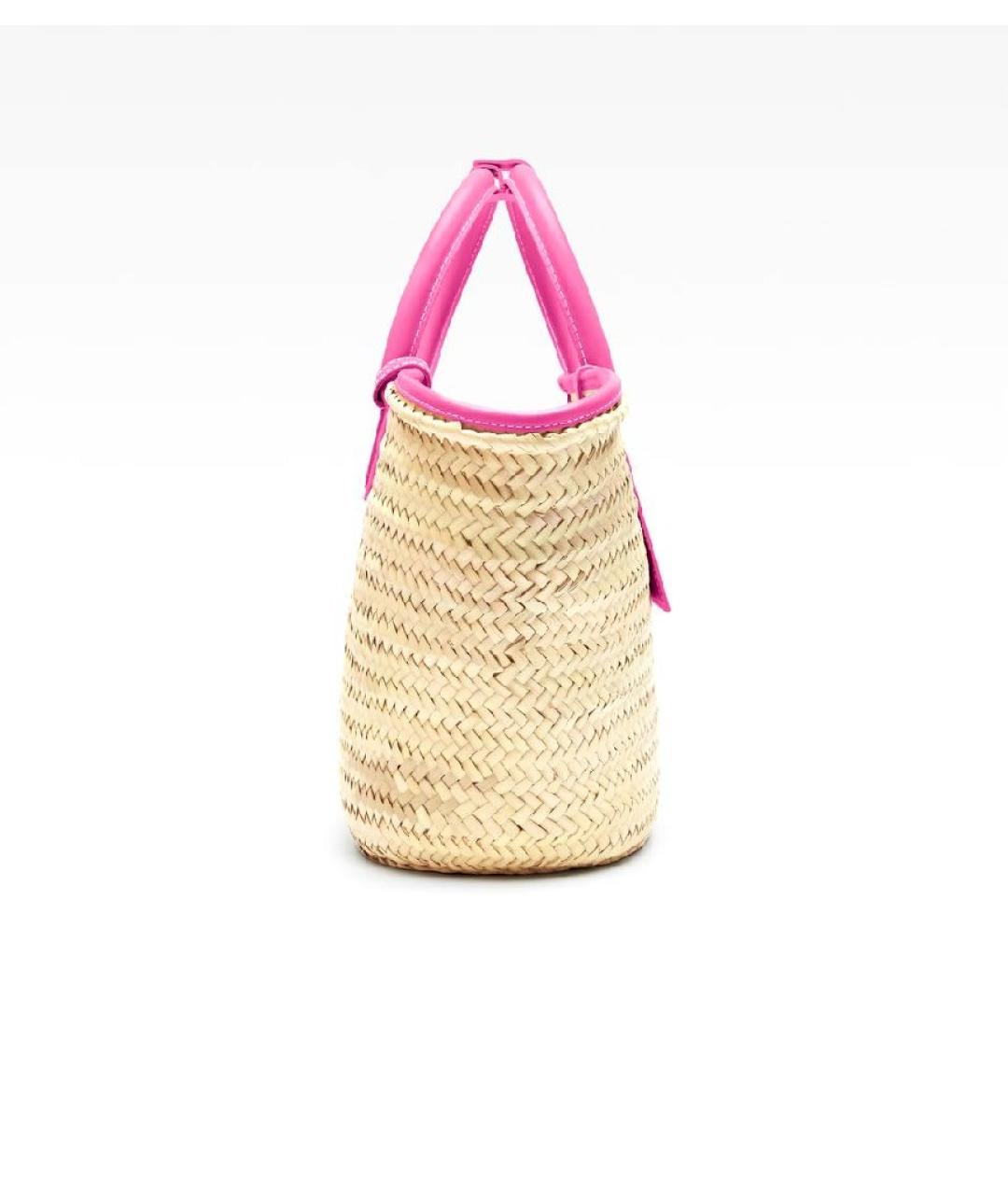 JACQUEMUS Розовая пелетеная пляжная сумка, фото 5