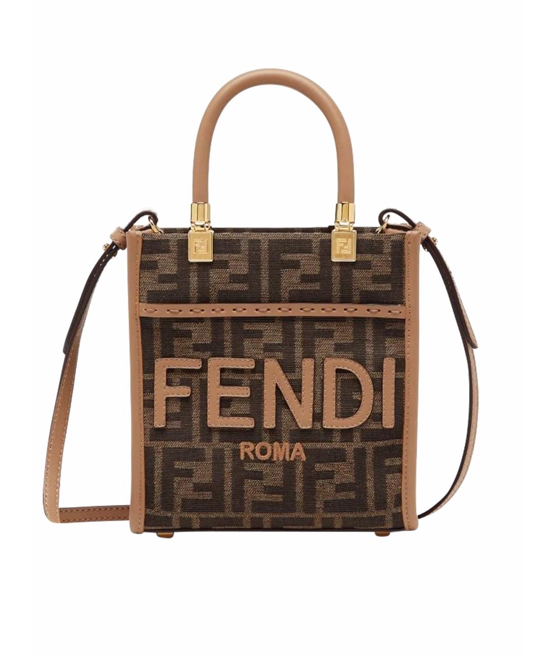 FENDI Коричневая кожаная сумка через плечо, фото 1