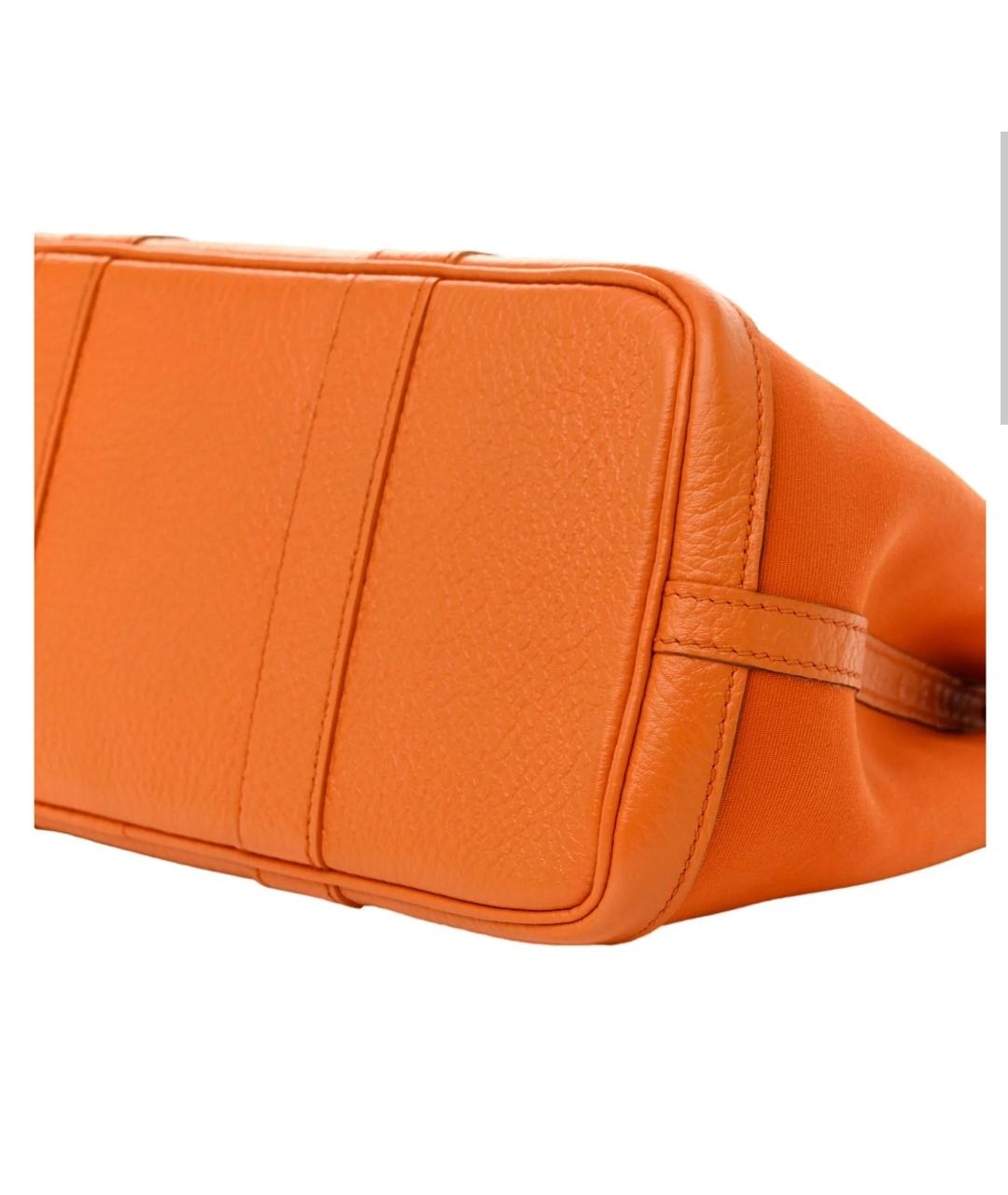 HERMES Оранжевая тканевая сумка с короткими ручками, фото 9