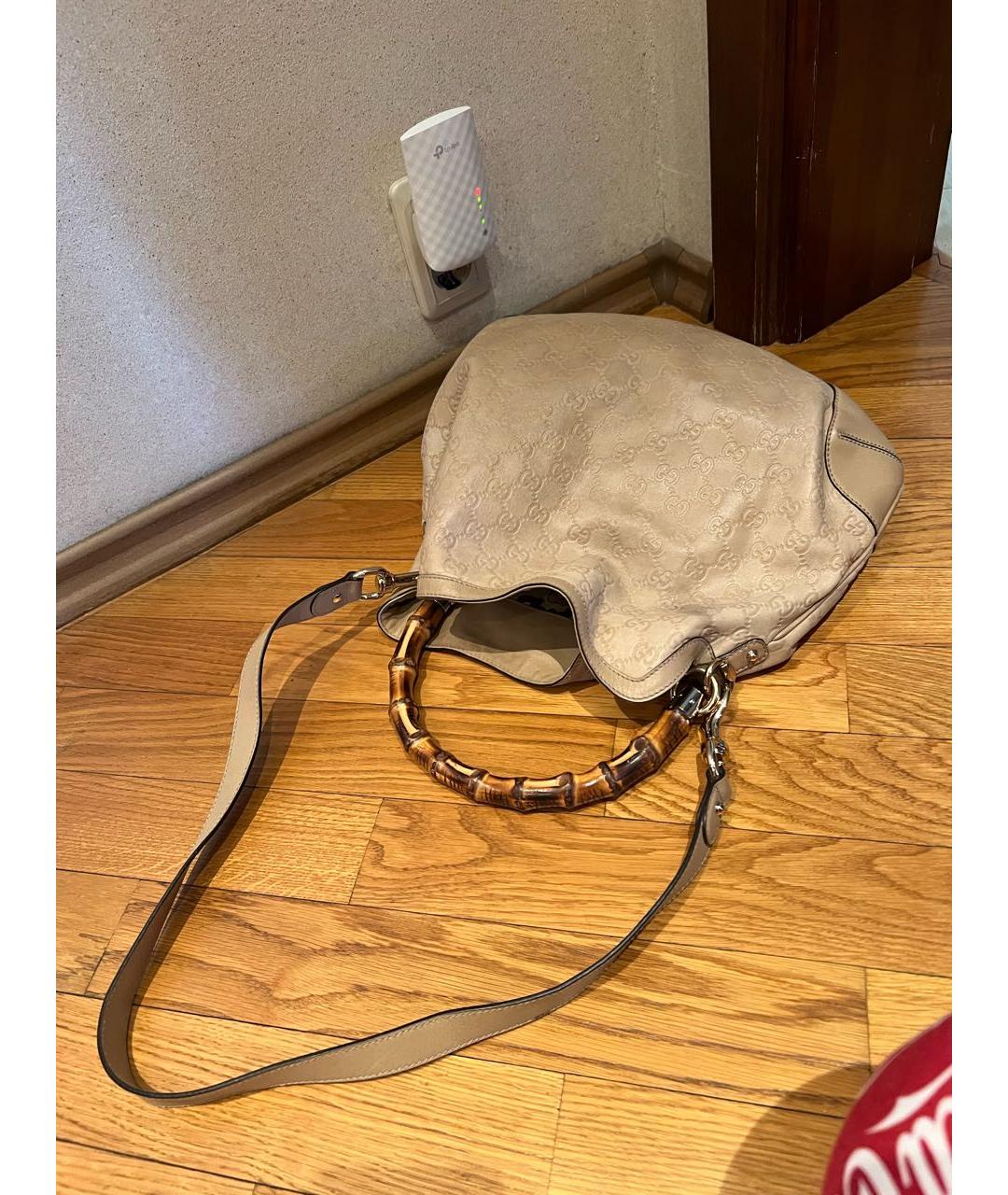 GUCCI Бежевая кожаная сумка тоут, фото 2