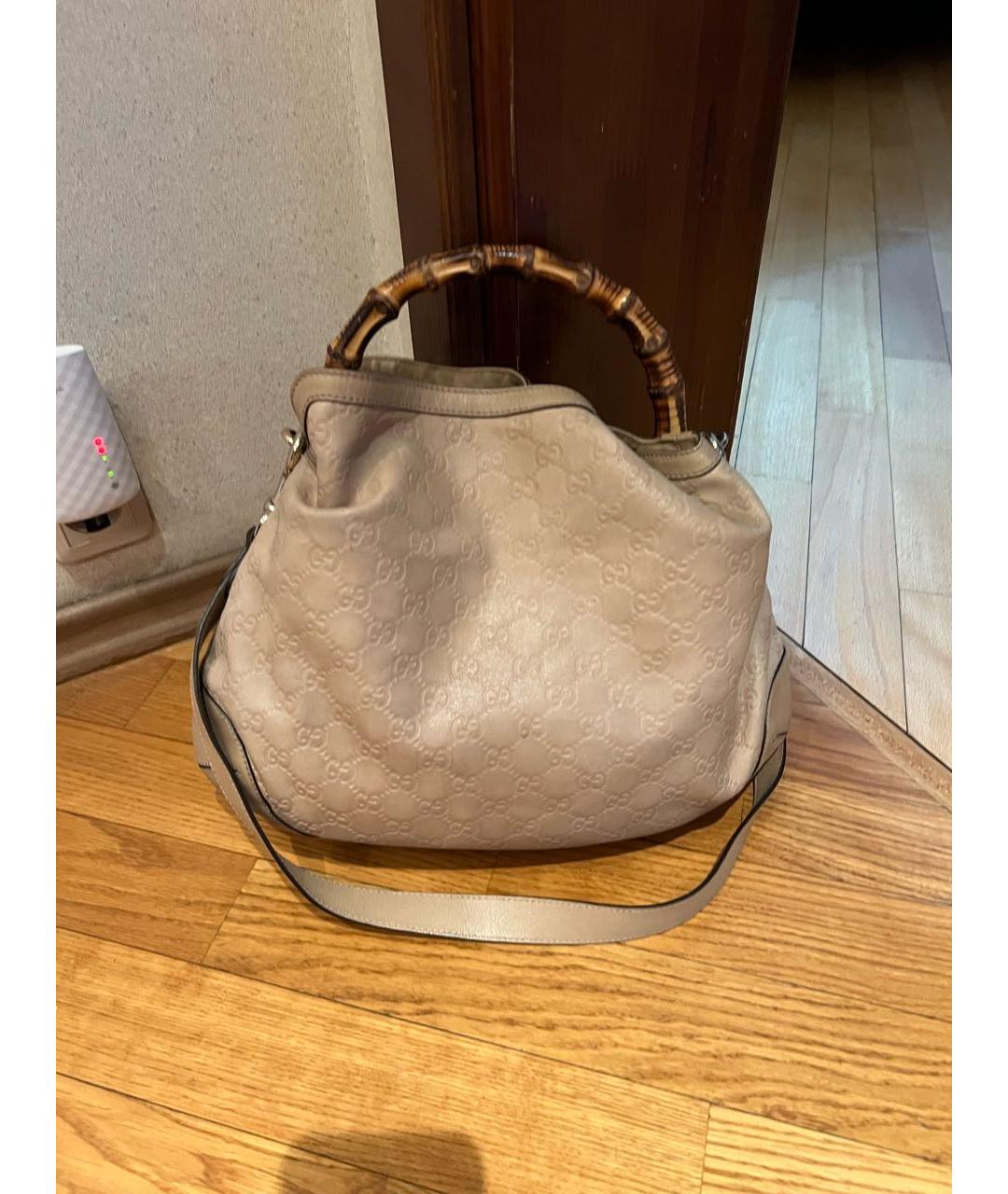 GUCCI Бежевая кожаная сумка тоут, фото 3