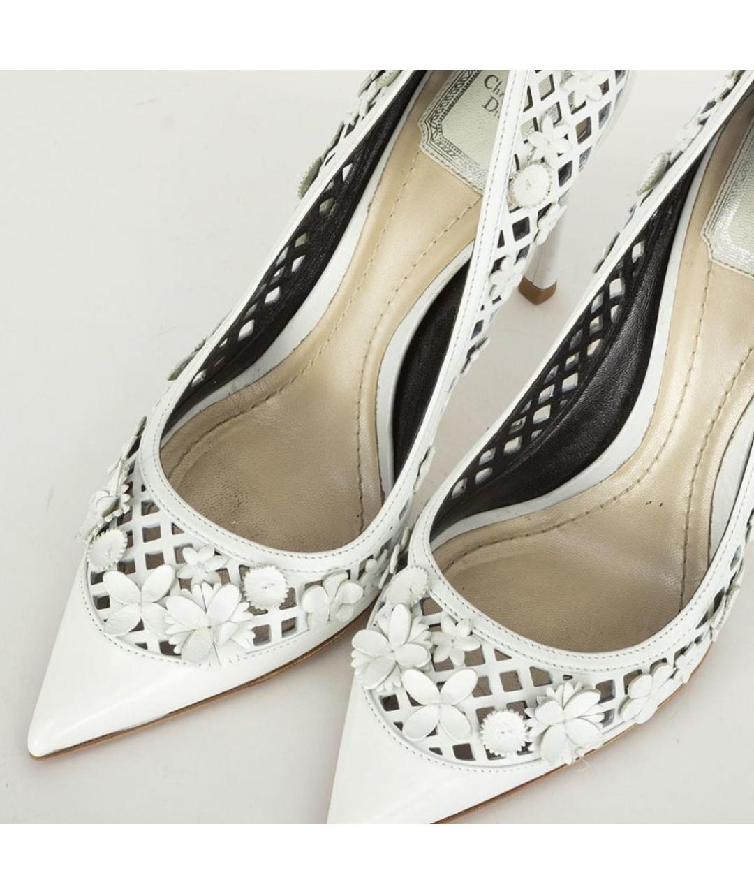 CHRISTIAN DIOR PRE-OWNED Белые кожаные свадебные туфли на среднем каблуке, фото 4