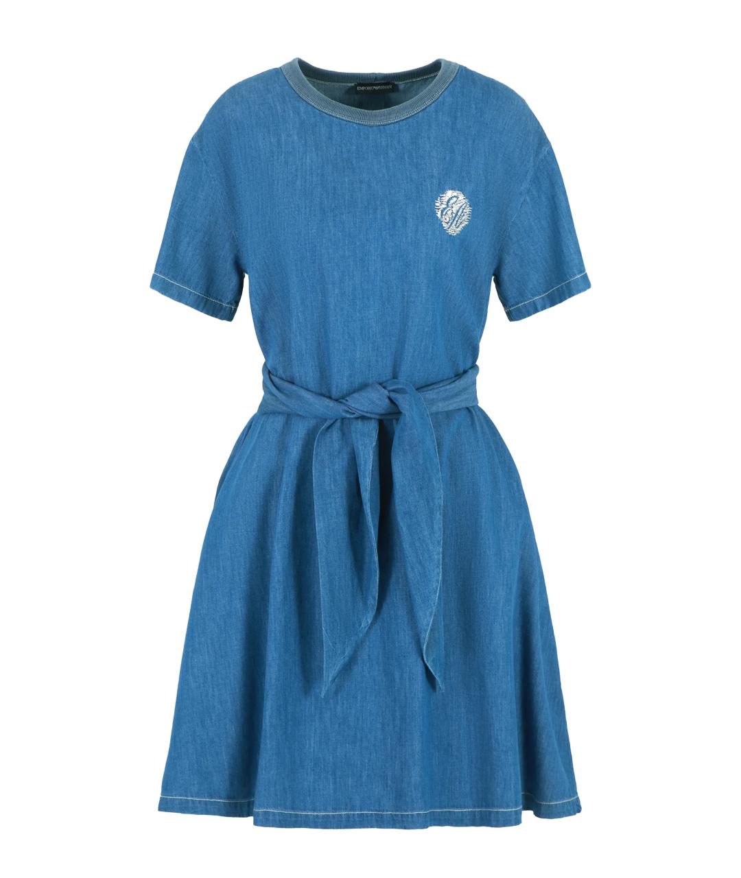 EMPORIO ARMANI Синее хлопковое повседневное платье, фото 1
