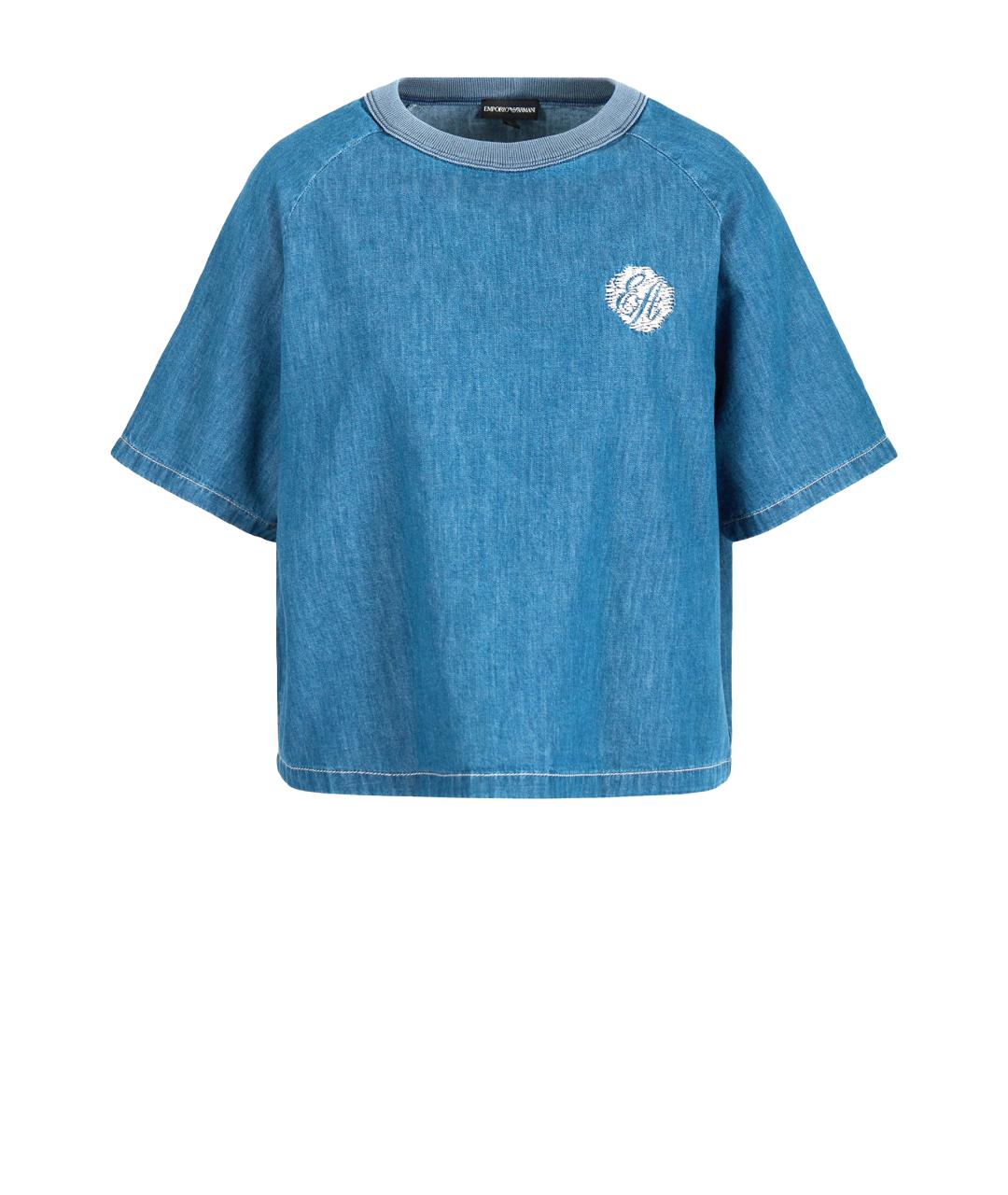 EMPORIO ARMANI Синяя хлопковая футболка, фото 1