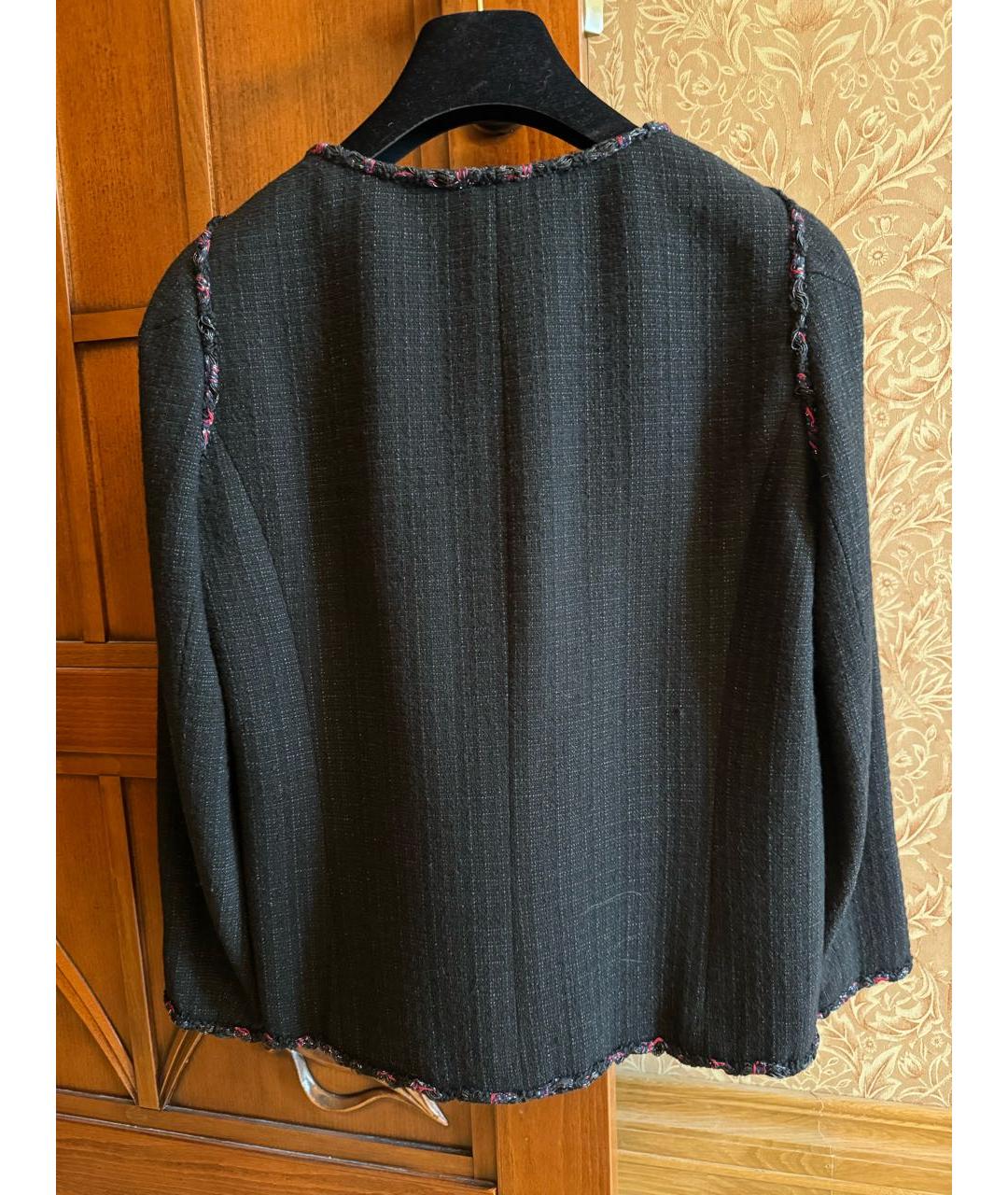 CHANEL PRE-OWNED Черный шерстяной жакет/пиджак, фото 2