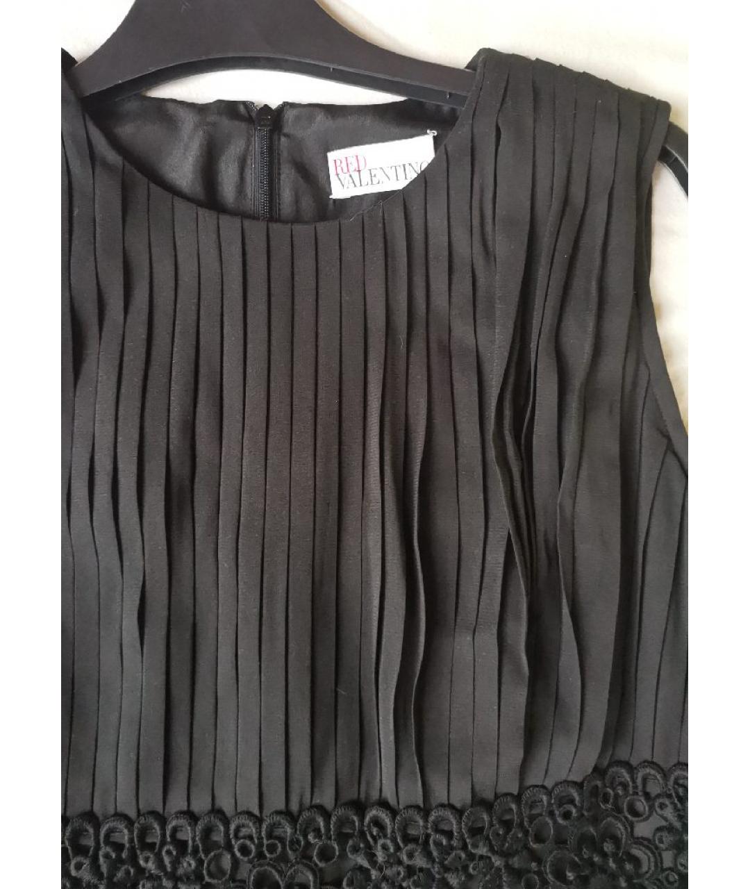 RED VALENTINO Черное шелковое коктейльное платье, фото 3