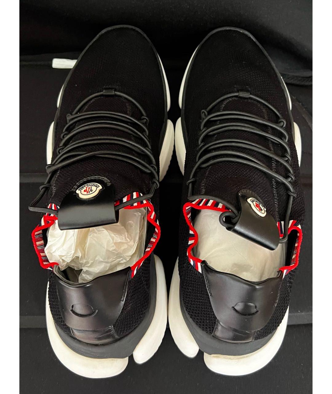 MONCLER Черные текстильные низкие кроссовки / кеды, фото 3