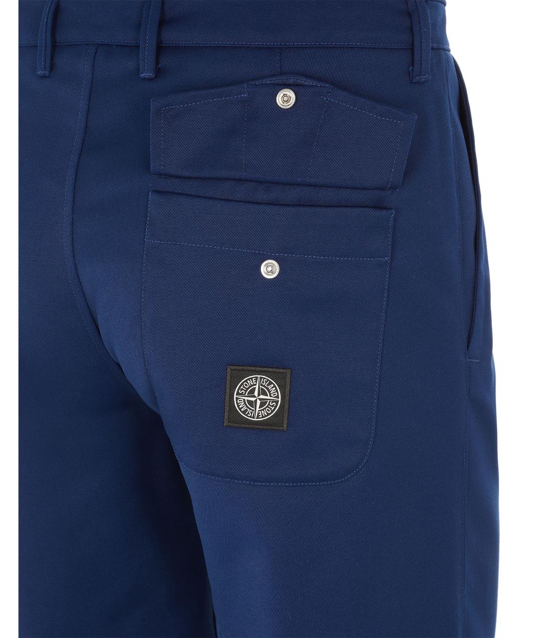 STONE ISLAND Синие хлопко-эластановые брюки чинос, фото 3