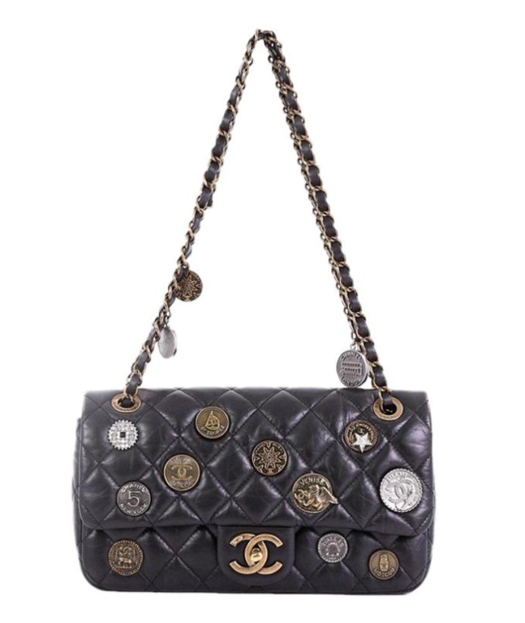 CHANEL PRE-OWNED Черная кожаная сумка через плечо, фото 1