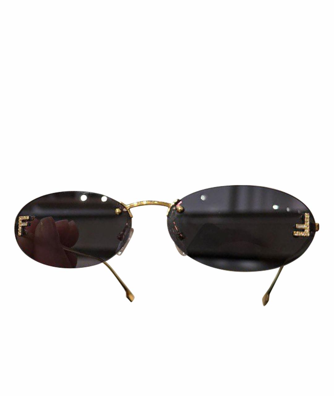 FENDI Золотые солнцезащитные очки, фото 1