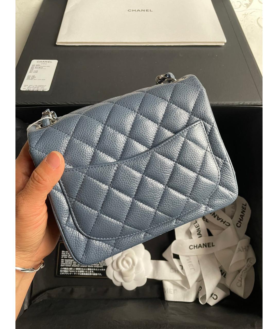 CHANEL Голубая кожаная сумка через плечо, фото 3
