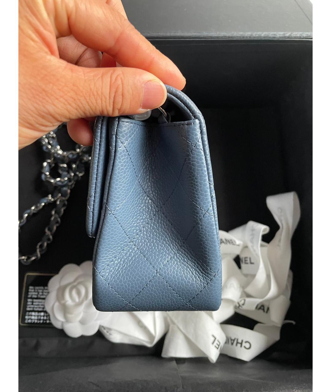 CHANEL Голубая кожаная сумка через плечо, фото 4