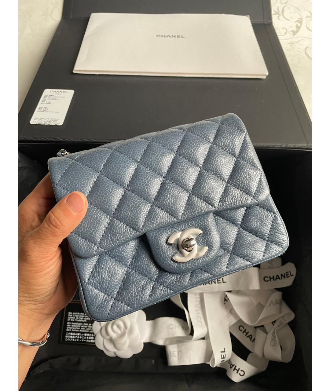 CHANEL Голубая кожаная сумка через плечо, фото 7