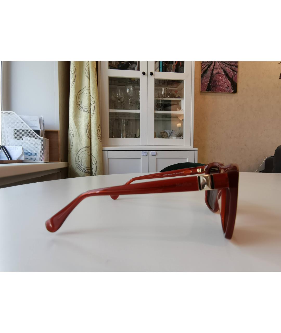 MAX MARA Красные пластиковые солнцезащитные очки, фото 3