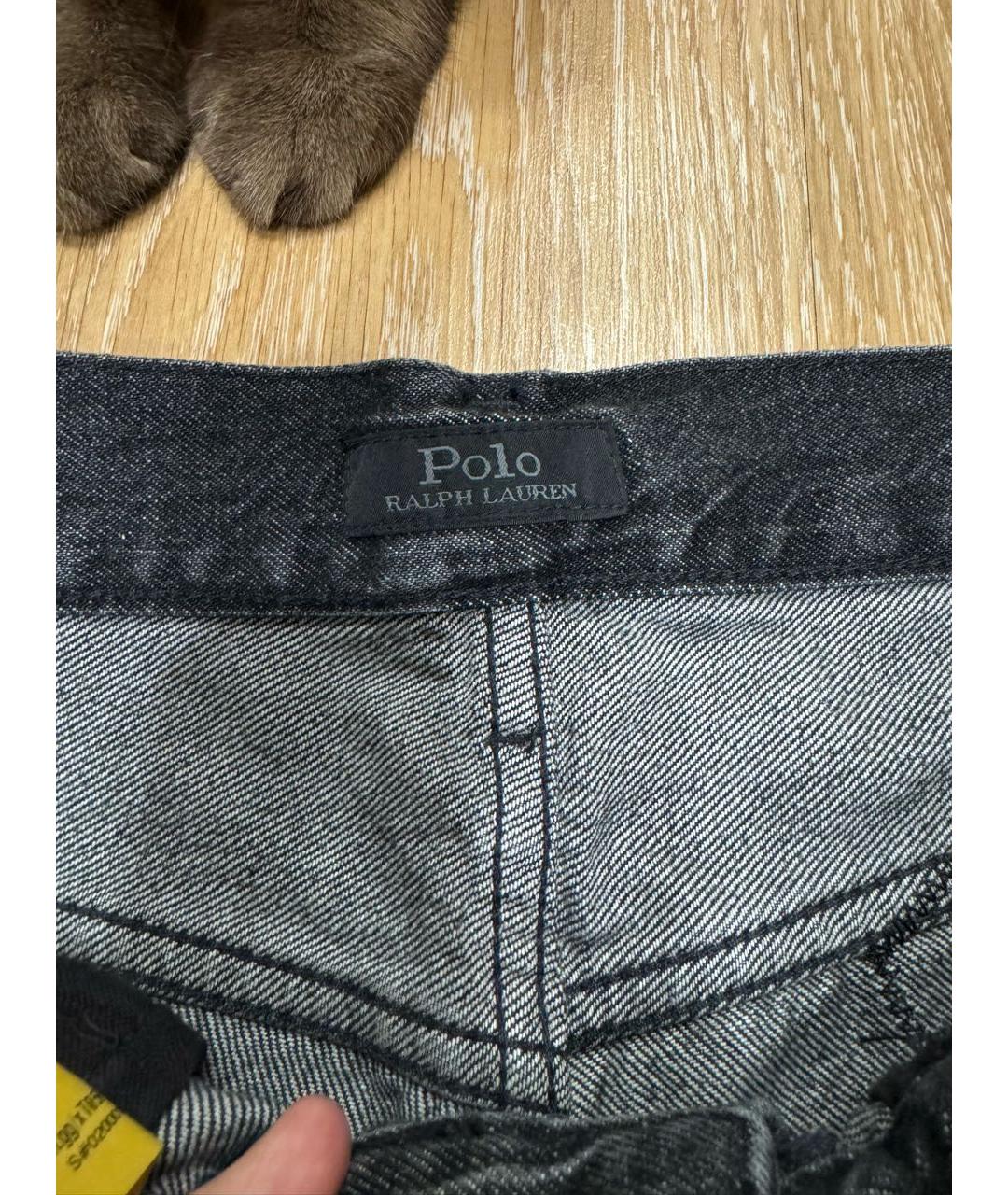 POLO RALPH LAUREN Серые хлопковые прямые джинсы, фото 5