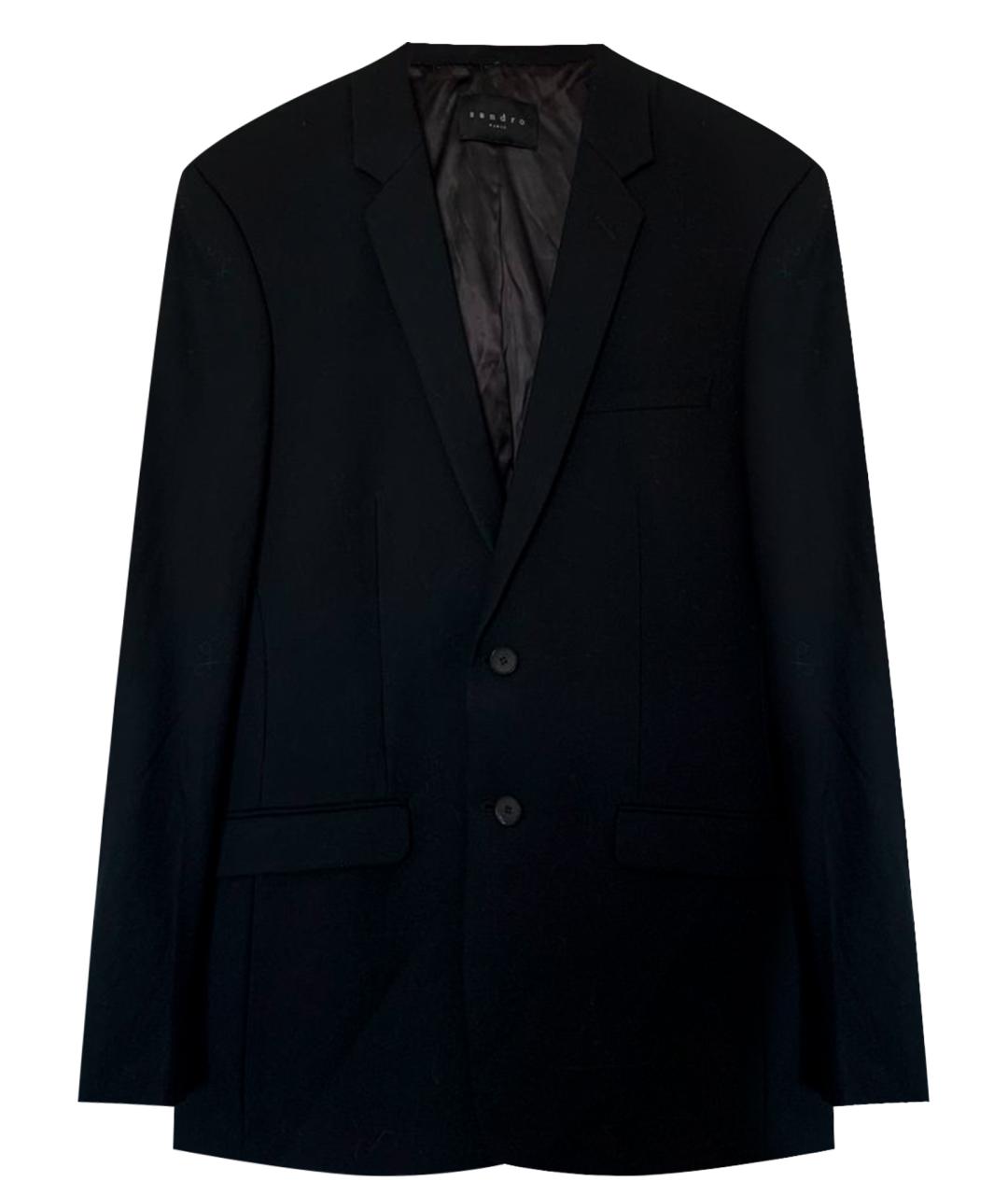 SANDRO Черный шерстяной пиджак, фото 1