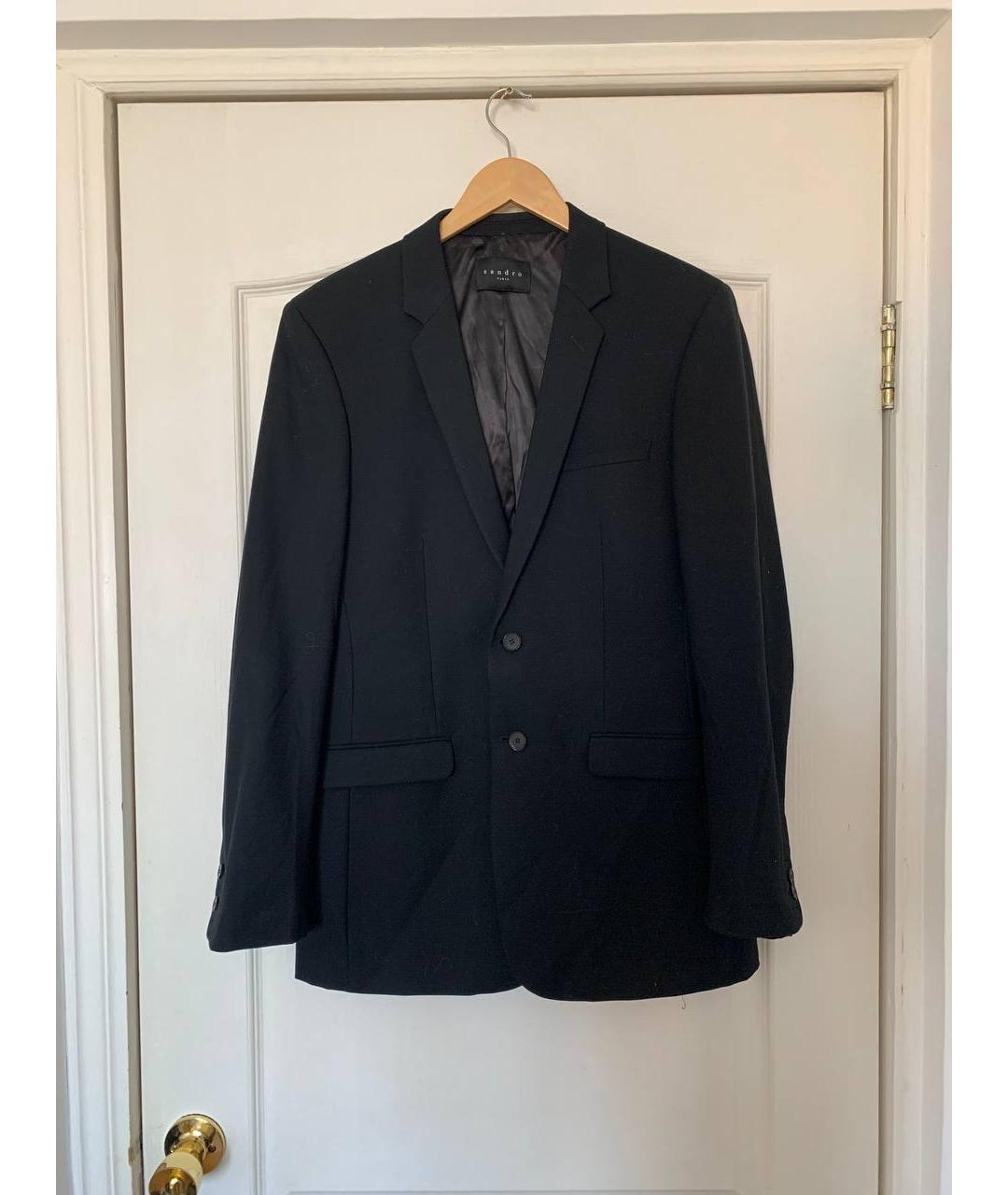 SANDRO Черный шерстяной пиджак, фото 7