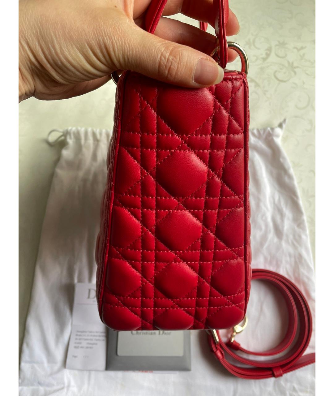 CHRISTIAN DIOR PRE-OWNED Красная кожаная сумка с короткими ручками, фото 5